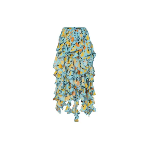 LOUIS VUITTON 1AFUR6 Carnation Print Ruffle Skirt