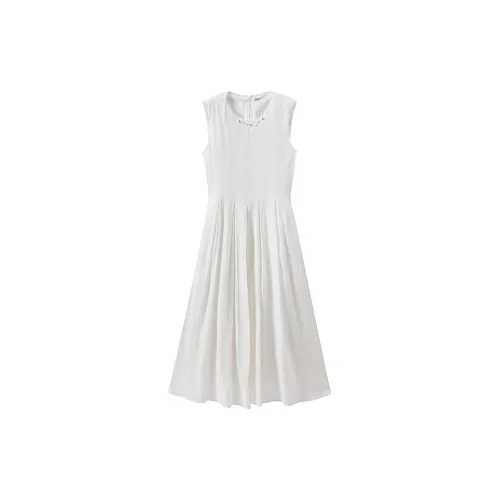 Inman Sleeveless Dresses Women's Pearl White