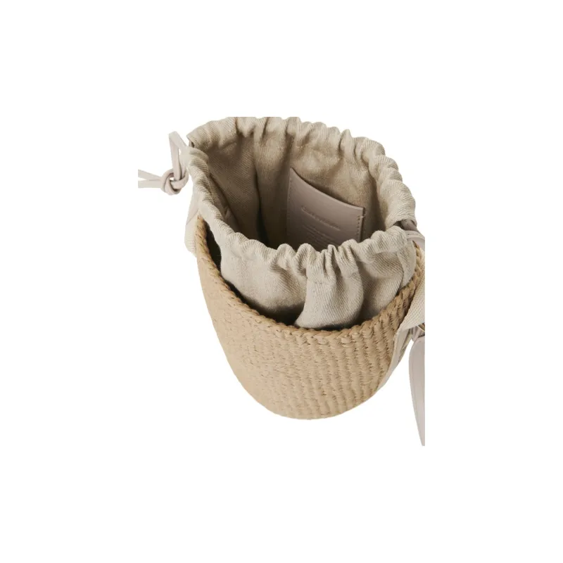Chloe Woody Natural Fiber Basket Bag, Shoulder Bag, Crossbody Bag, Handbag Small Size Women's Wild Gray-3