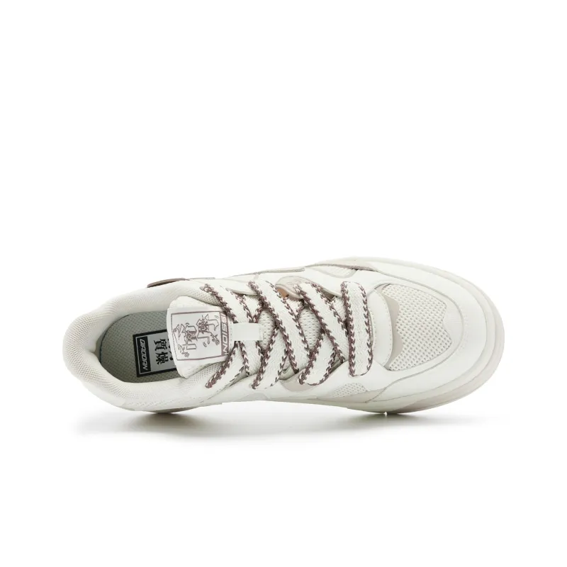 QIAODAN Jelly Cushioning Coverage Balance Lightweight Breathable Slip Resistant Low Top Skateboard Shoes Women's Ivory-2