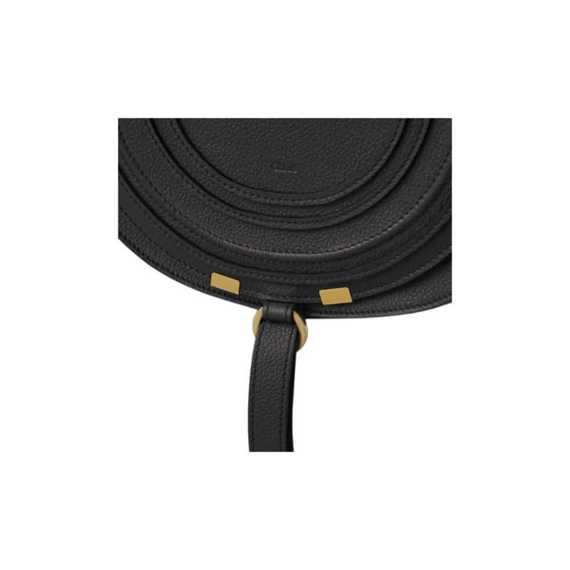 Chloe Marcie Grained Calfskin Saddle Bag, Portable Crossbody Bag, Shoulder Bag Women's Black-2
