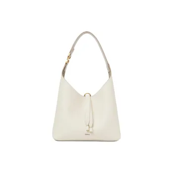 Chloe Marcie Grained Calfskin Handbag Shoulder Bag Small Size Women's Misty Ivory