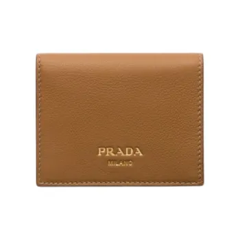 PRADA Leather Wallet Women's Camel