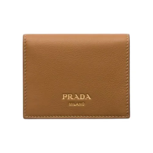 PRADA Leather Wallet Women's Camel