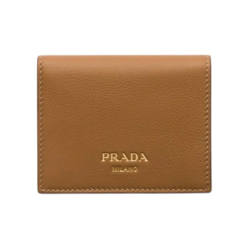 PRADA Leather Wallet Women's Camel-0