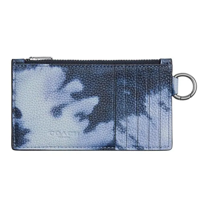 COACH Card Case Pebble Leather Card Holder Small Size Women's Midnight Marine Blue-1