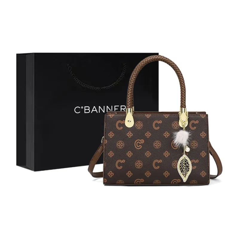 C°BANNER Synthetic Leather Handbag, Crossbody Bag, Tote Regular Women's Coffee-0