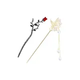 [2 Pcs]One Branch of Plum Blossom Black+Butterfly Flower