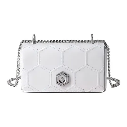 BAMPO Top Grain Cow Leather Shoulder Bag Small Size Women's Cloud Creek White