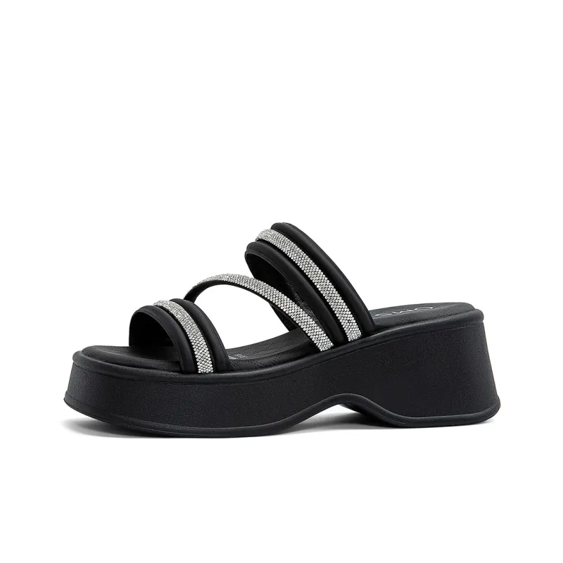 OMS Slide Slippers Women's Black/White-0