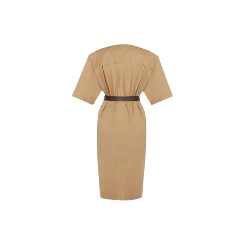 SAINT LAURENT Saharienne V Neck Short Sleeved Dress-1