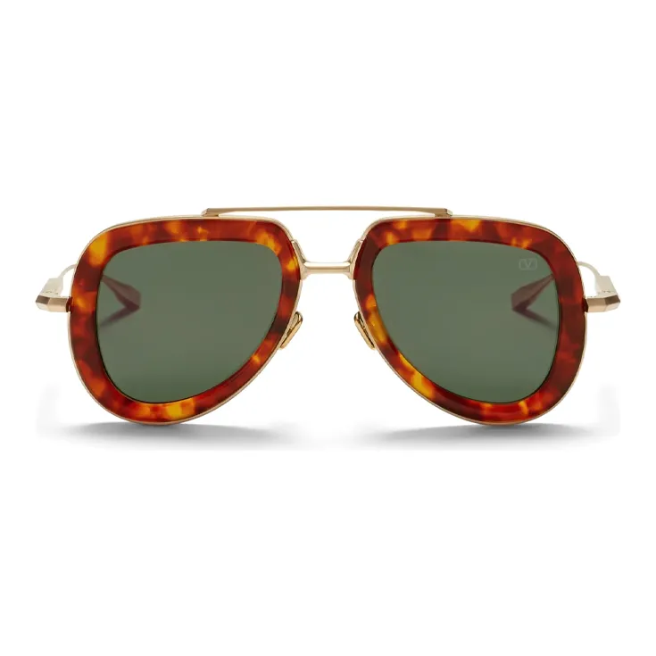 Valentino Acetate Titanium Aviator Sunglasses Women's Gold-1