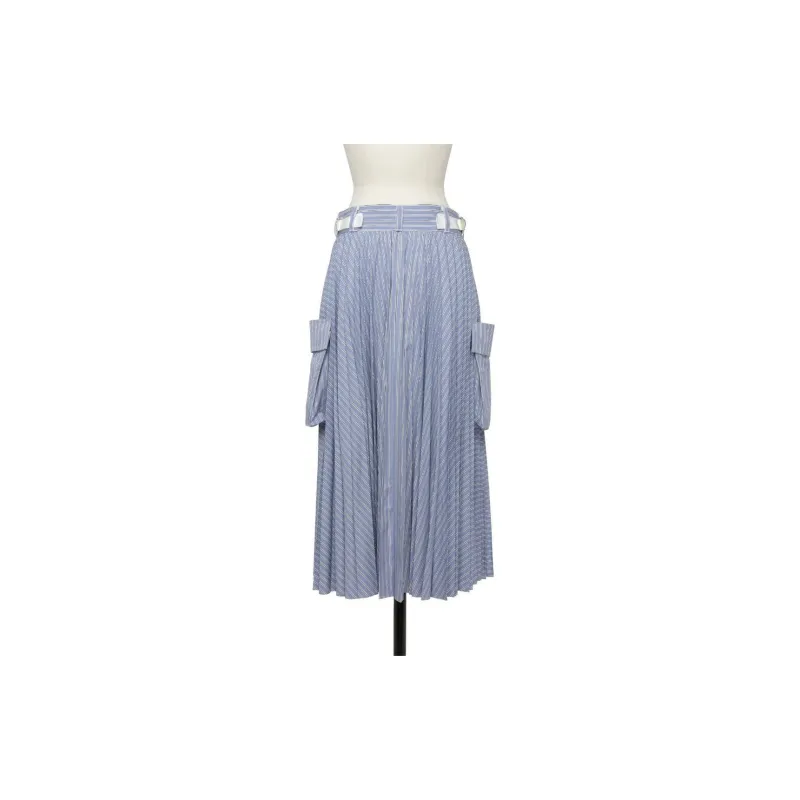 Sacai SS24 Casual Long Skirt Women's Blue Stripes-1