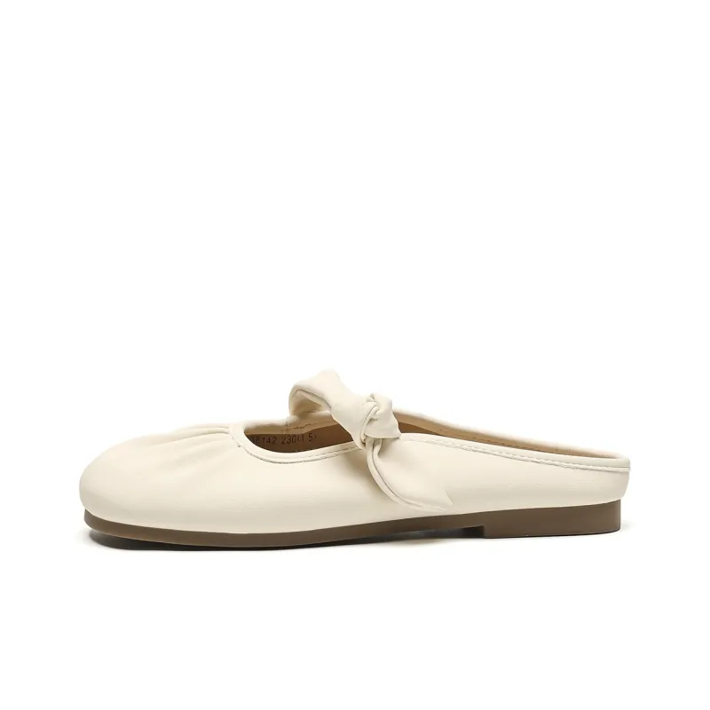 JOSINY Rubber Sole Quiet Wrap toe Slippers Women's Ecru-0