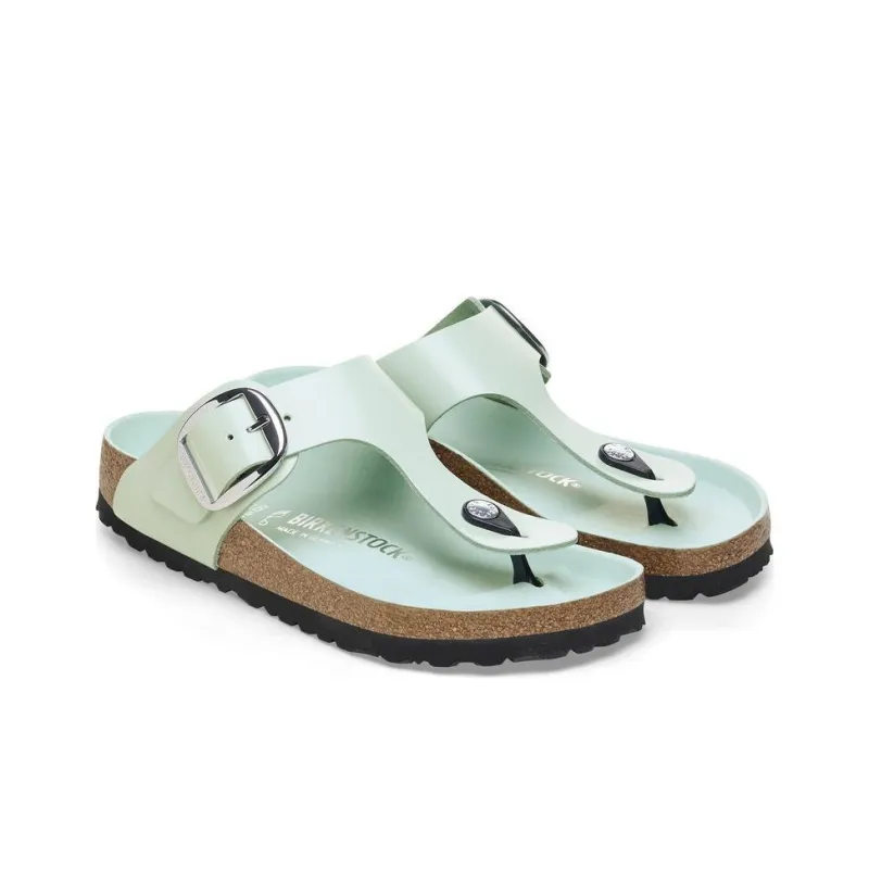 Birkenstock Gizeh Big Buckle Natural Leather Patent Narrow Fit Sandals ' High Shine Surf Green' Women's-2
