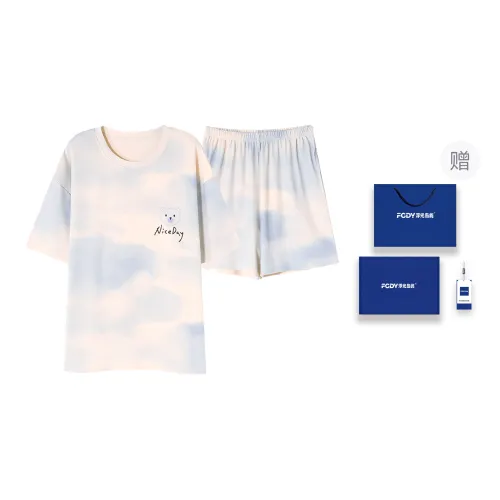 Floating Light Islands Pajama Set Women's Gift Box Set Light Blue