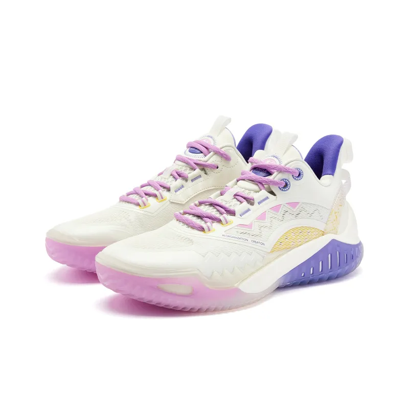 QIAODAN Blast 2.0 BOOM Cushioning Anti Slip And Wear Resistant Low Top Basketball Shoes Men's Ivory Nitrogen Purple-2