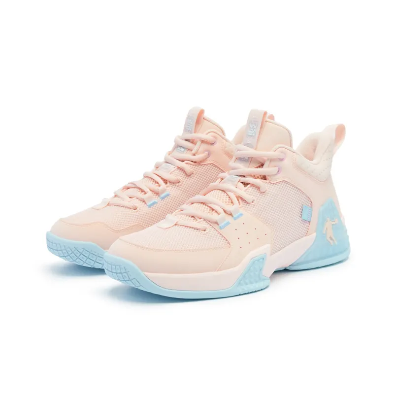 QIAODAN Kill Shot 1.0 Basketball Shoes Men Low Top Cloud Pink Crescent Blue-2