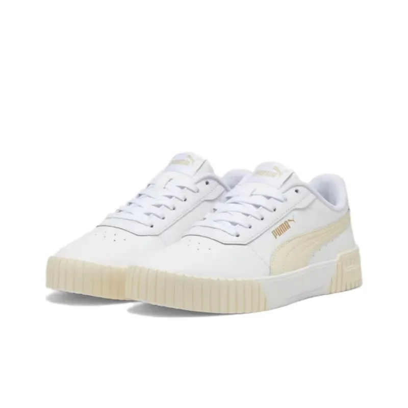 PUMA Carina 2.0 Slip Resistant Cushioning Abrasion Resistant Breathable Low Top Skateboard Shoes Women's White Beige-2