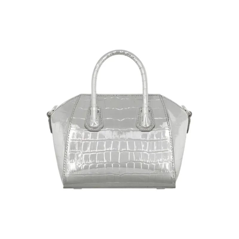 GIVENCHY Antigona Leather One Shoulder Handbag Crossbody Bag Mini Women's Light Silver-1