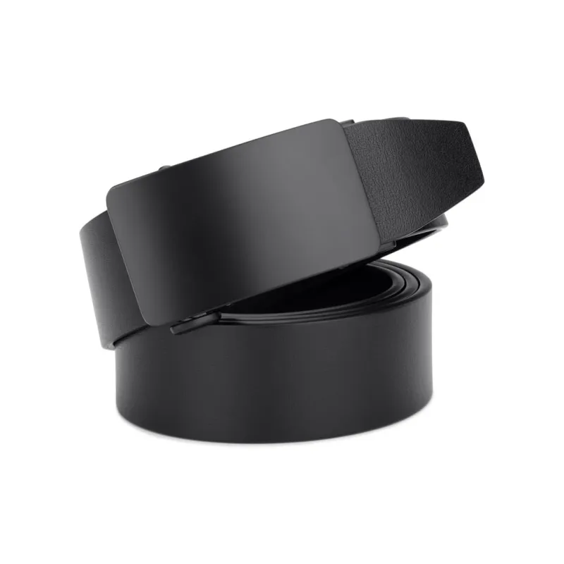 Cows Reign Black Automatic Buckle Top Grain Cow Leather Minimalist Style Business Belt Leather Belts Men's 3.4cm Wide-1