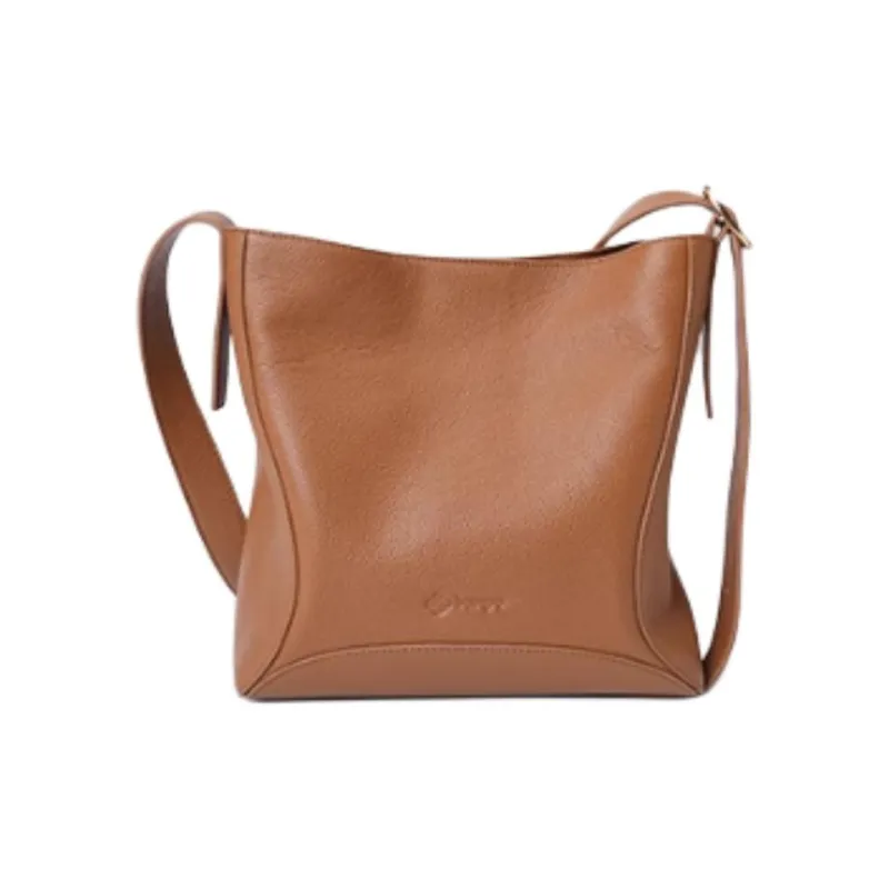 BAMPO Cow Leather Crossbody Bag Shoulder Bag Medium Size Women's Loquat Brown-2