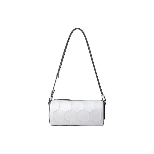 BAMPO Cow Leather Cylinder Bag Crossbody Bag Shoulder Bag Small Size Women's Cloud Creek White