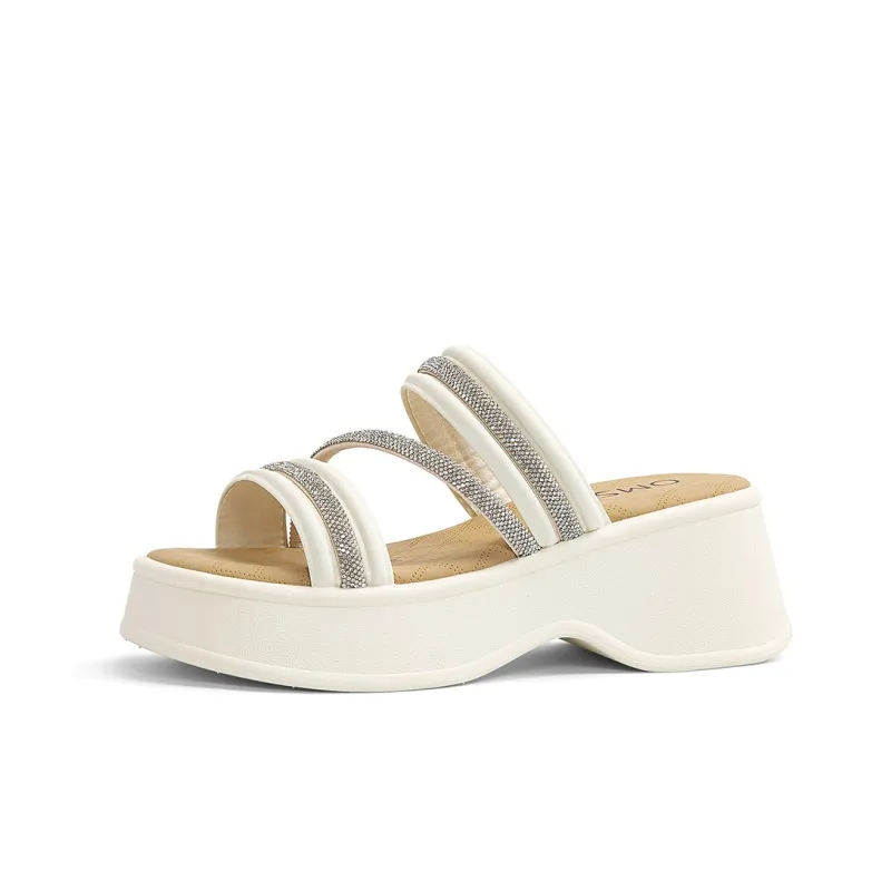 OMS Slide Slippers Women's Black/White-4