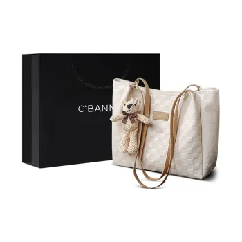 C°BANNER Cow Leather With Synthetic Leather Tote Bag, Shopping Bag, Shoulder Bag Regular Women's Ecru
