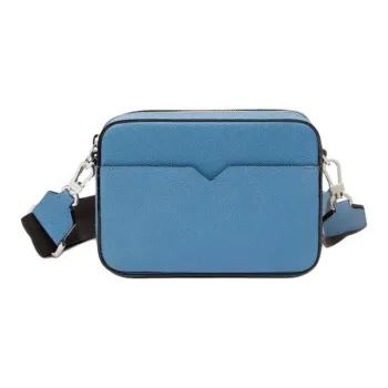 Valextra Millepunte Calfskin Shoulder Bag, Crossbody Bag Mini Men's Blue