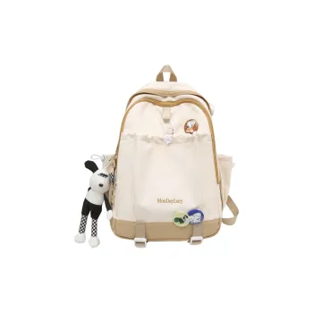 Travel Nylon Backpack Regular Unisex Ecru/Green/Black/Purple/Pink/Khaki