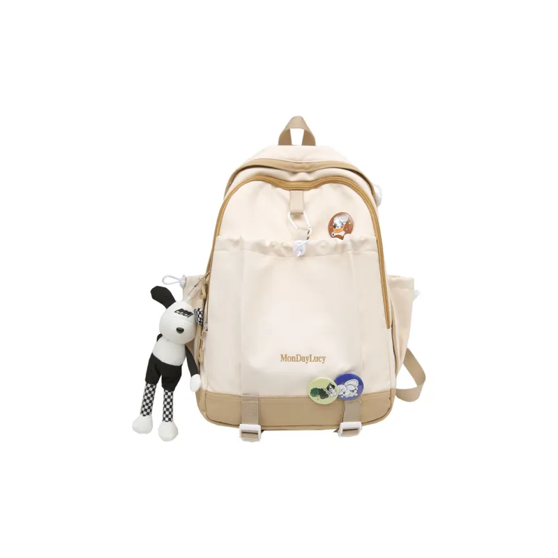 Travel Nylon Backpack Regular Unisex Ecru/Green/Black/Purple/Pink/Khaki-0
