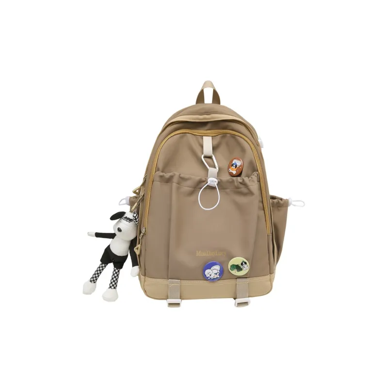 Travel Nylon Backpack Regular Unisex Ecru/Green/Black/Purple/Pink/Khaki-16