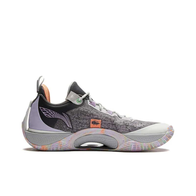 LiNing Wade Shadow 5 V2 Lightweight Rebound High Top Basketball Shoes Men's Gray Purple-1
