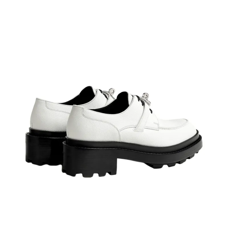 HERMES First Casual Single Shoes 5cm Women's White-3