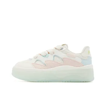 QIAODAN Jelly Skateboard Shoes Women's Low Top Cream White Foam Blue