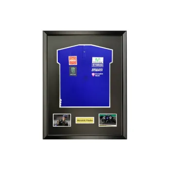 Three For MotoGP Motorcycle Rider Valentino Rossi's Autographed Racing Suit Framed