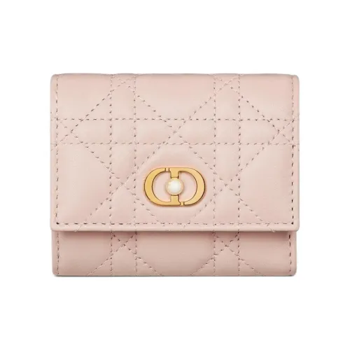 DIOR Wicker Lambskin Wallet Women's Light Pink
