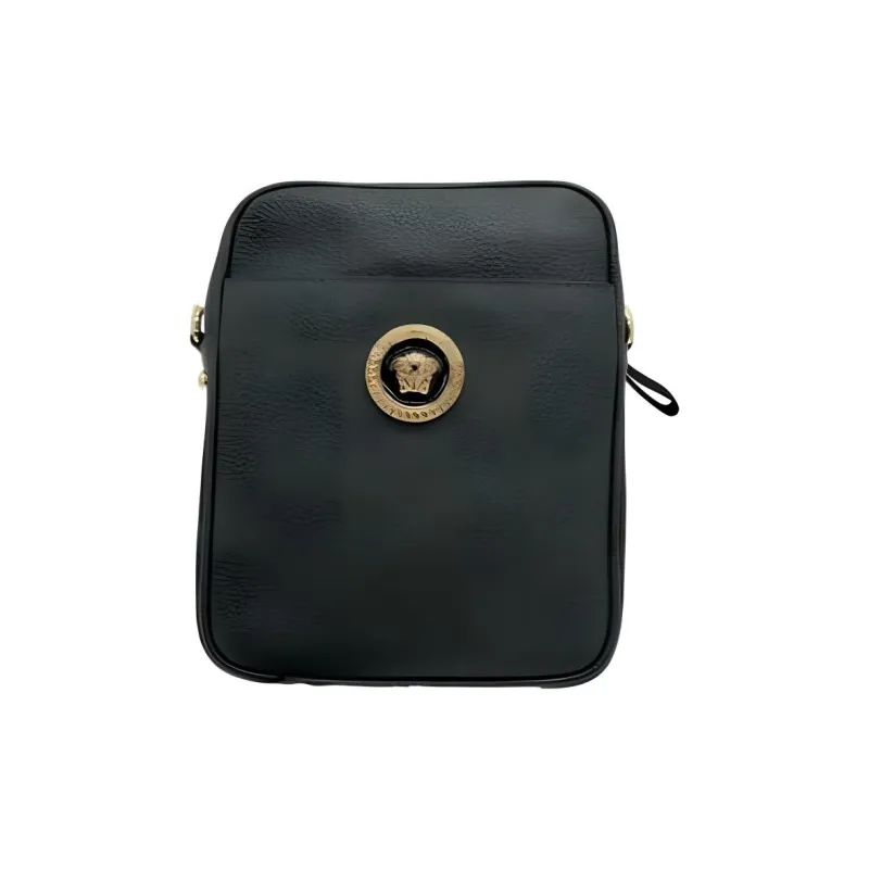 VERSACE Leather Shoulder Bag Crossbody Bag Men's Green-1