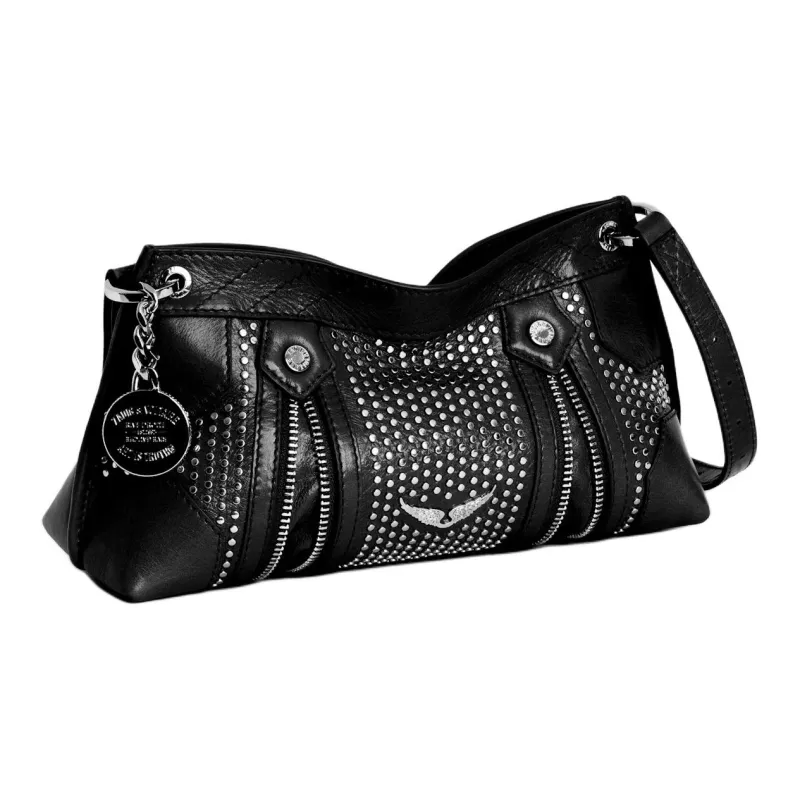 Zadig & Voltaire Calfskin Shoulder Bag, Crossbody Bag Unisex Black-3