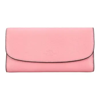 COACH Checkbook Wallet Leather Wallet Trumpets Women's Pink