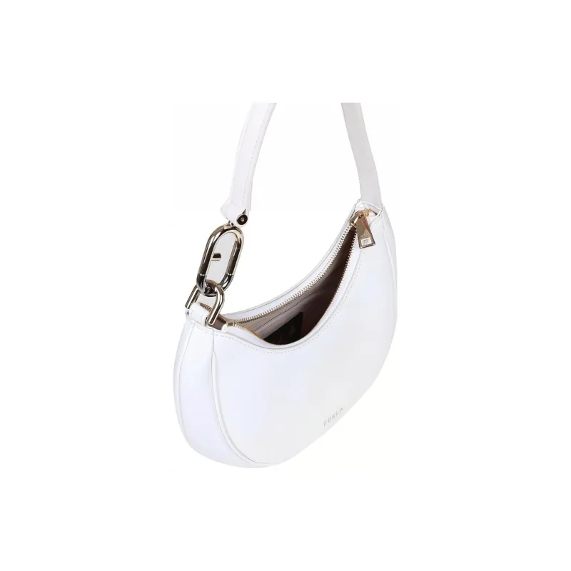 Furla Primavera Soft Roman Calfskin With Leather Shoulder Bag Crescent Bag Shoulder Bag Small Size Women's White-3