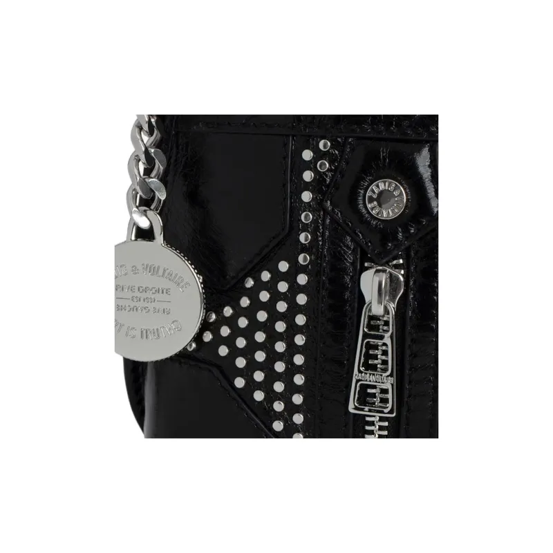 Zadig & Voltaire Calfskin Shoulder Bag, Crossbody Bag Unisex Black-7