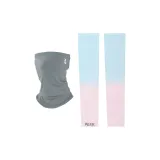 Pink Blue Cooling Arm Sleeves+Gray Face Masks