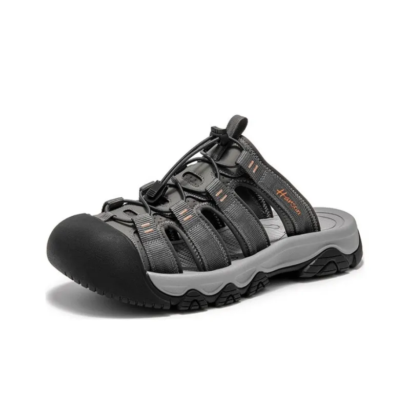 HARSON Slip-Resistant Quick Dry Slide Slippers Men's Black Dark Gray-8