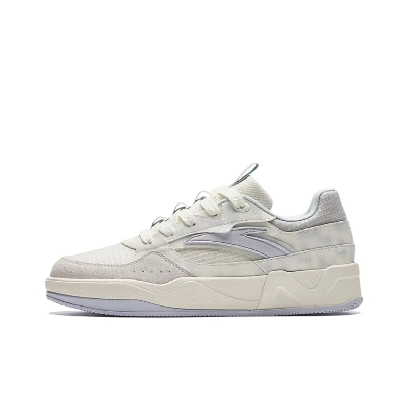 Anta Anti-Slip Wear-Resistant Low-Top Skateboard Shoes Women's White Purple Blue-0