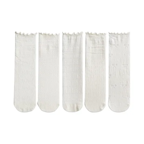 COTTON CHEESE Mid-Calf Socks Women's 5 Pack