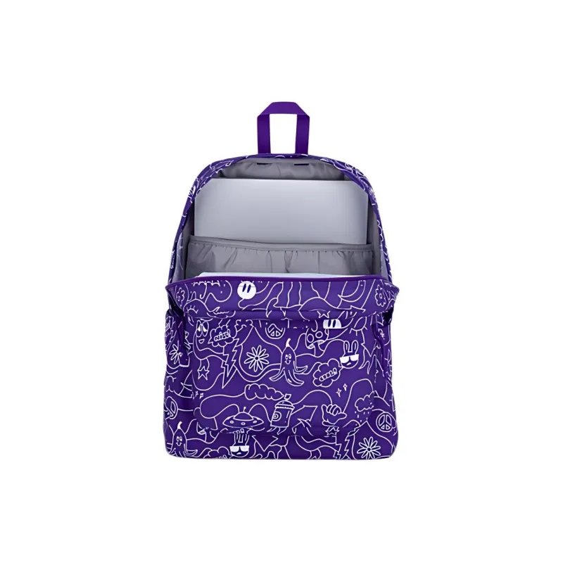 JanSport Recycled Polyester Backpack Unisex Graffiti Purple-4