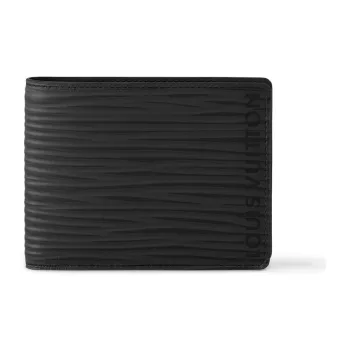 LOUIS VUITTON Cow Leather Wallet Unisex Black
