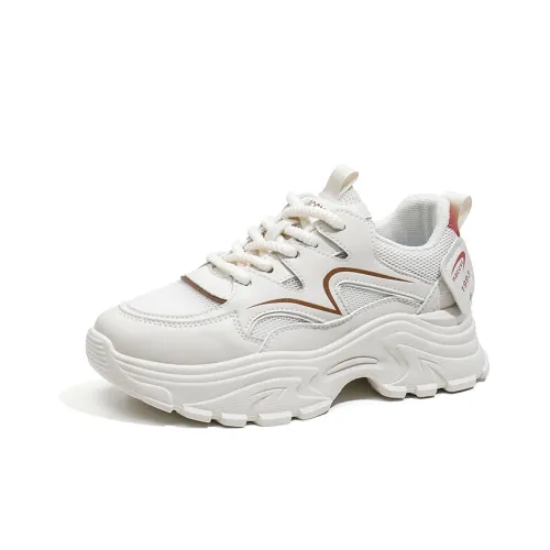 LISATANG Wear-Resistant Breathable Height Increasing Low-Top Chunky Sneakers Women's